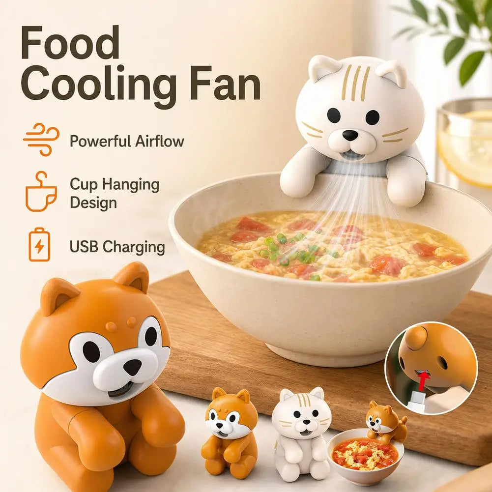 Cute Animal Food Cooling Fan – USB Clip-On Mini Desk Fan