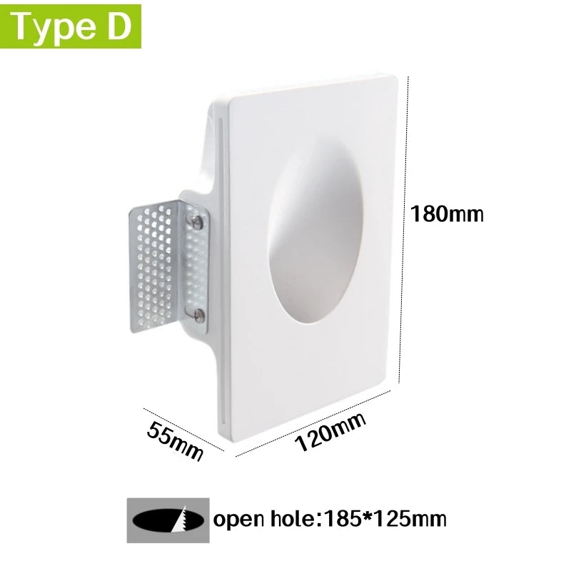 Recessed GU10 Gypsum LED Step Wall Lamp | Stair & Corridor