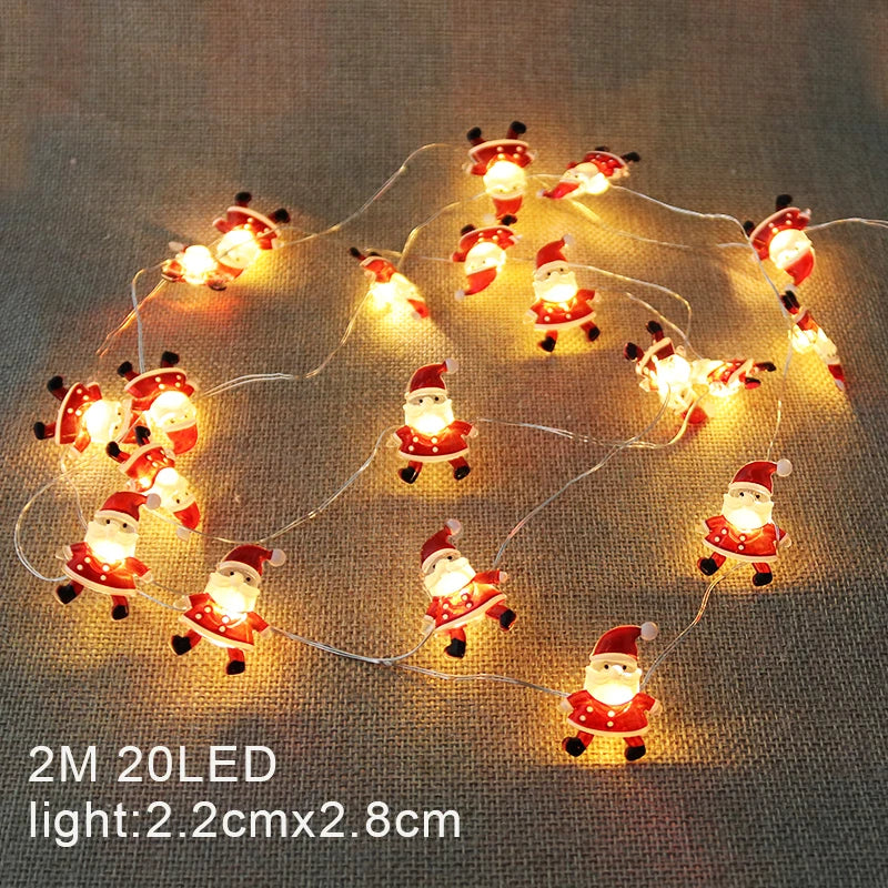 2M Christmas Santa & Snowman LED Light String Garland Decor
