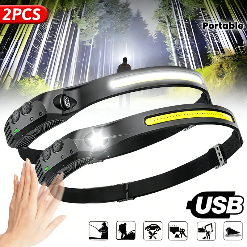 USB Rechargeable COB LED Headlamp | Sensor Touch, IPX4