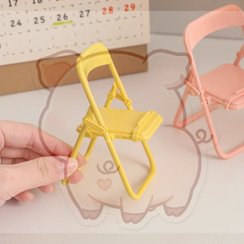 Mini Chair Phone Stand – Cute Colorful Folding Desktop Holder