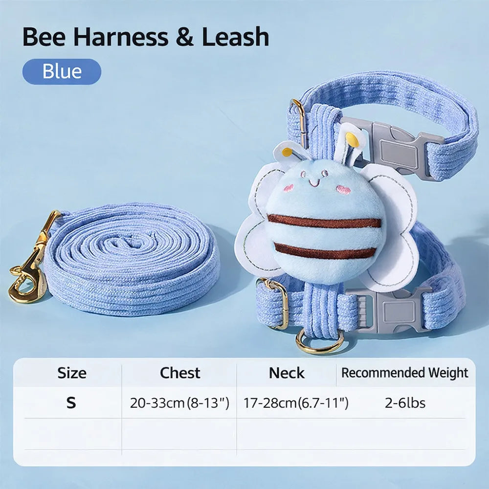 Cartoon Bee Cat & Dog Harness – Adjustable Walking Vest