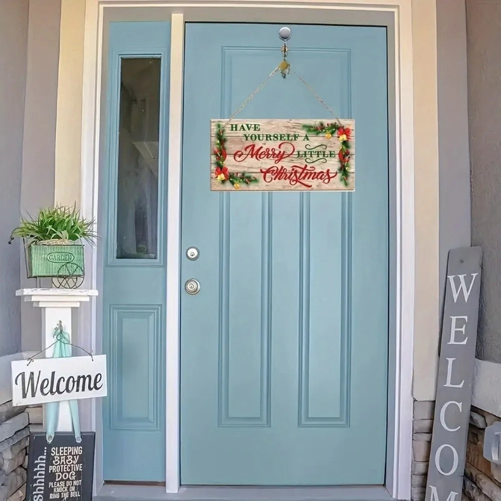 Rustic Wooden Christmas Hanging Wall Decor Welcome Sign
