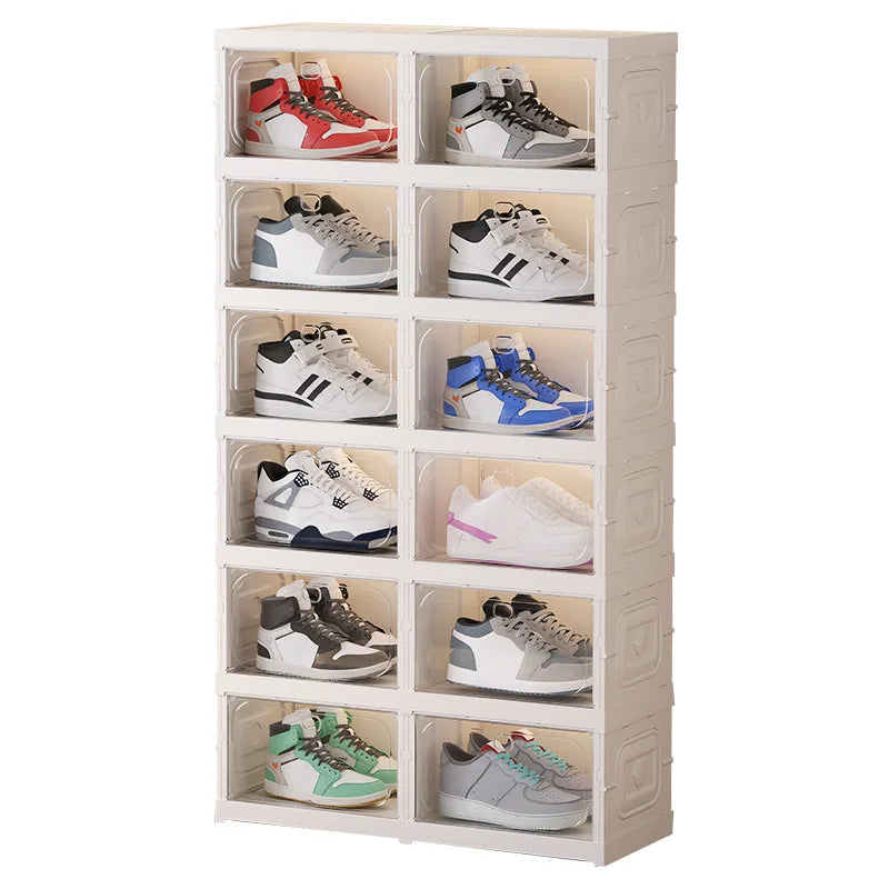 Multi-Tier Clear Shoe Rack – Dust-Proof Transparent Cabinet