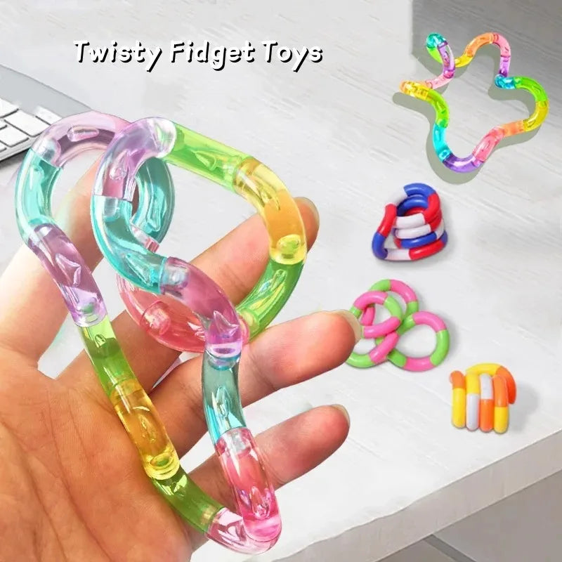 Rainbow Twisting Rope Fidget Toy – Transformable Knot Gadget