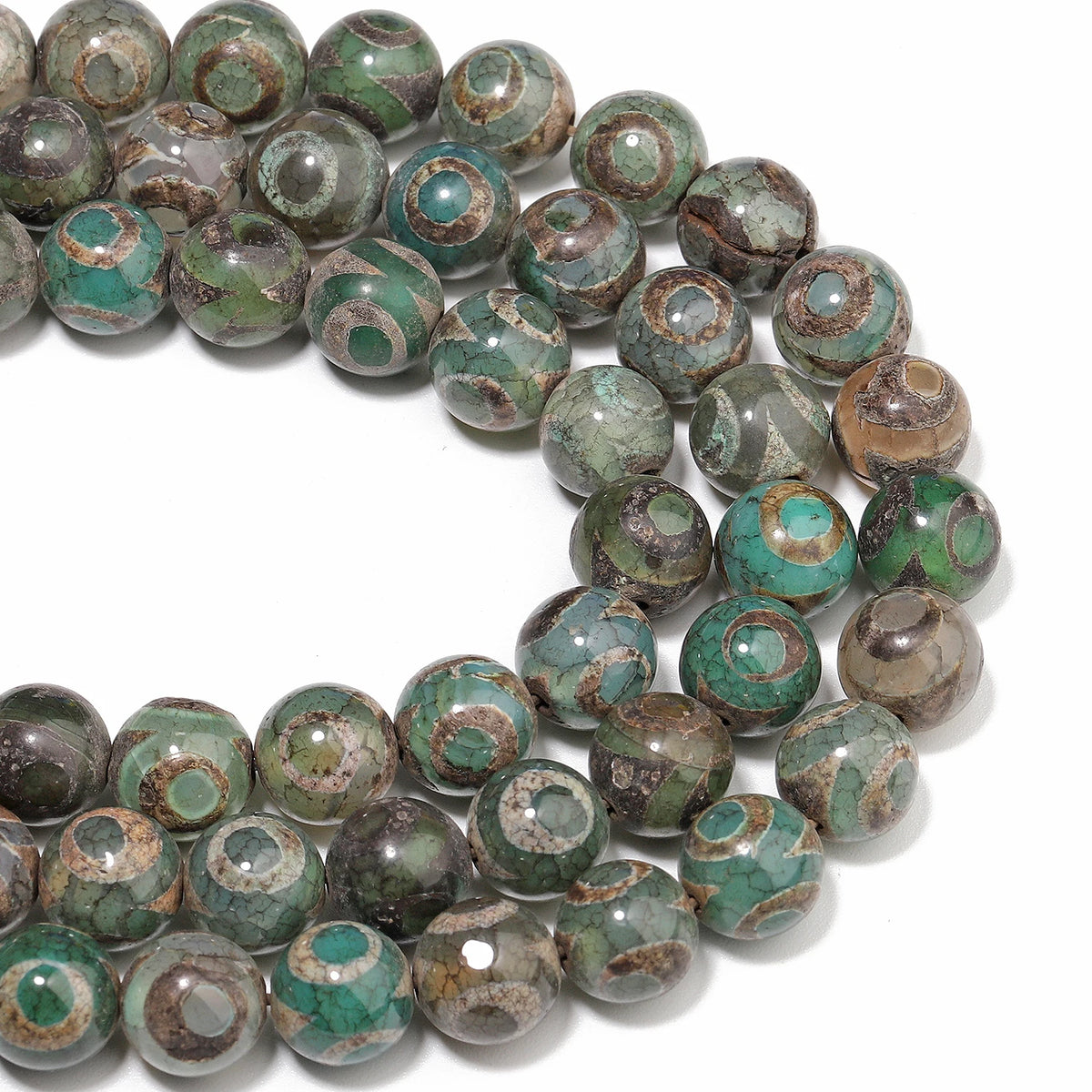 Tibetan Dzi Agate Natural Stone Round Beads | DIY Jewelry