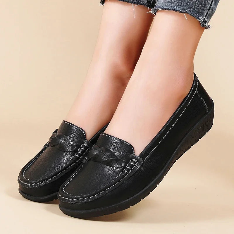 LEDP Women's Slip-On Loafer Flats | Woven PU, Sizes EU 35–44