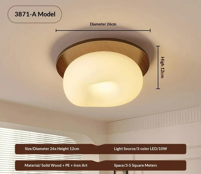 Walnut Wood Full Spectrum Dimmable LED Ceiling Light | E27