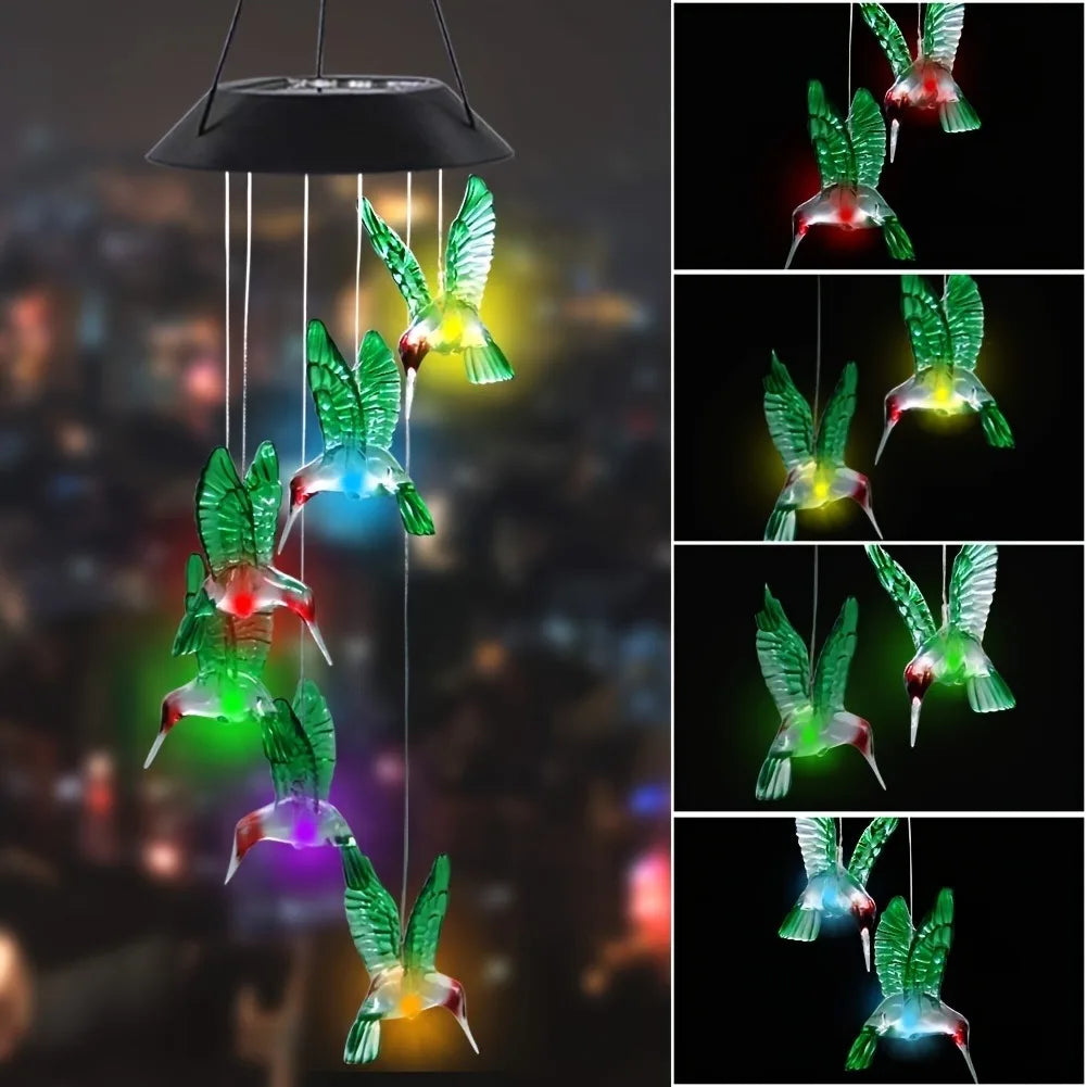Solar Color Changing Wind Chime Light – Butterfly & Hummingbird