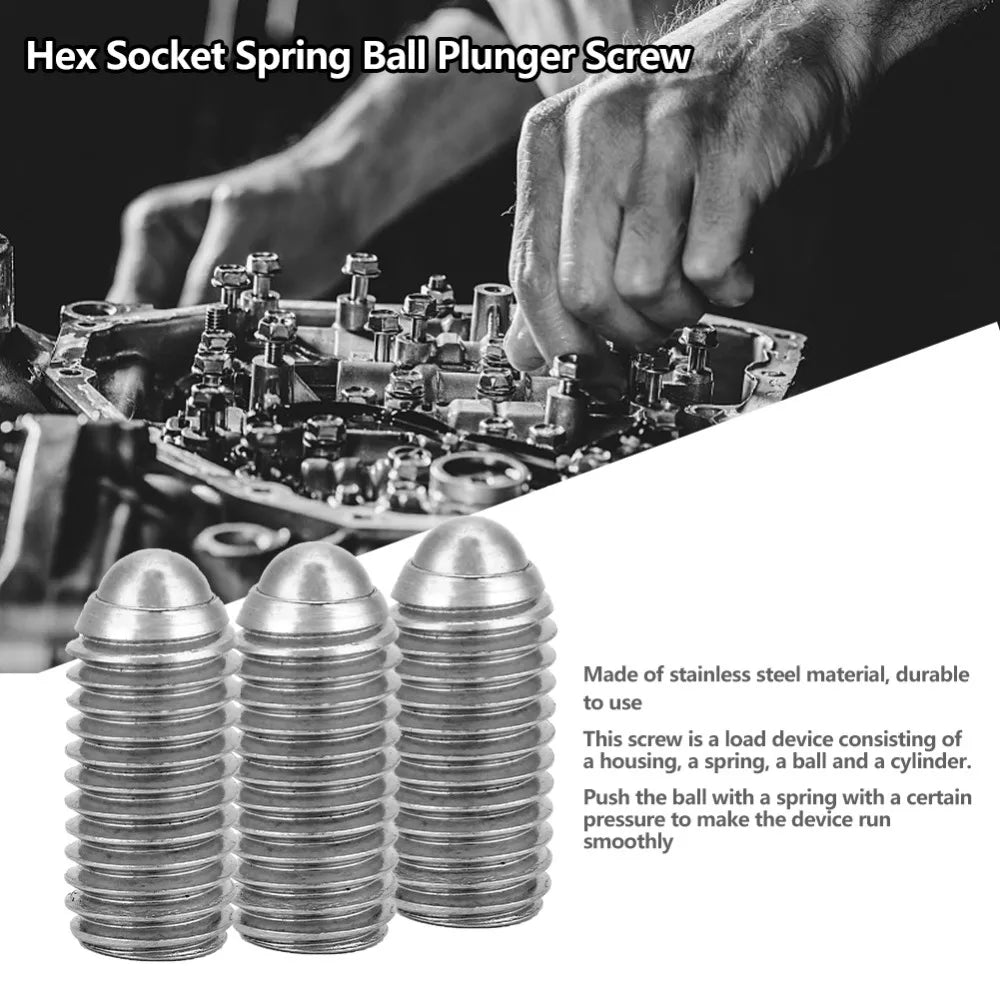 M12×25 Spring Ball Plunger Set Screws 304 Stainless Steel 10-Pack