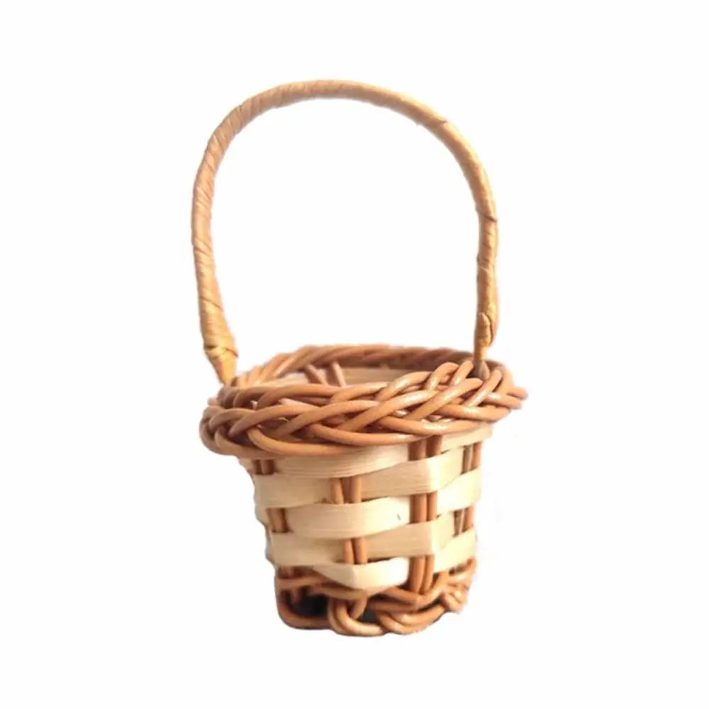 Mini Woven Braid Flower Basket with Handle – Multicolor
