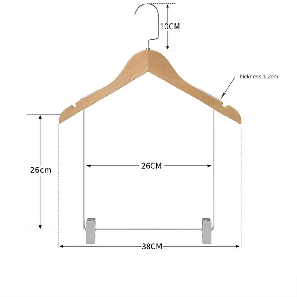 Solid Wood Suit Hangers with Adjustable Metal Clips