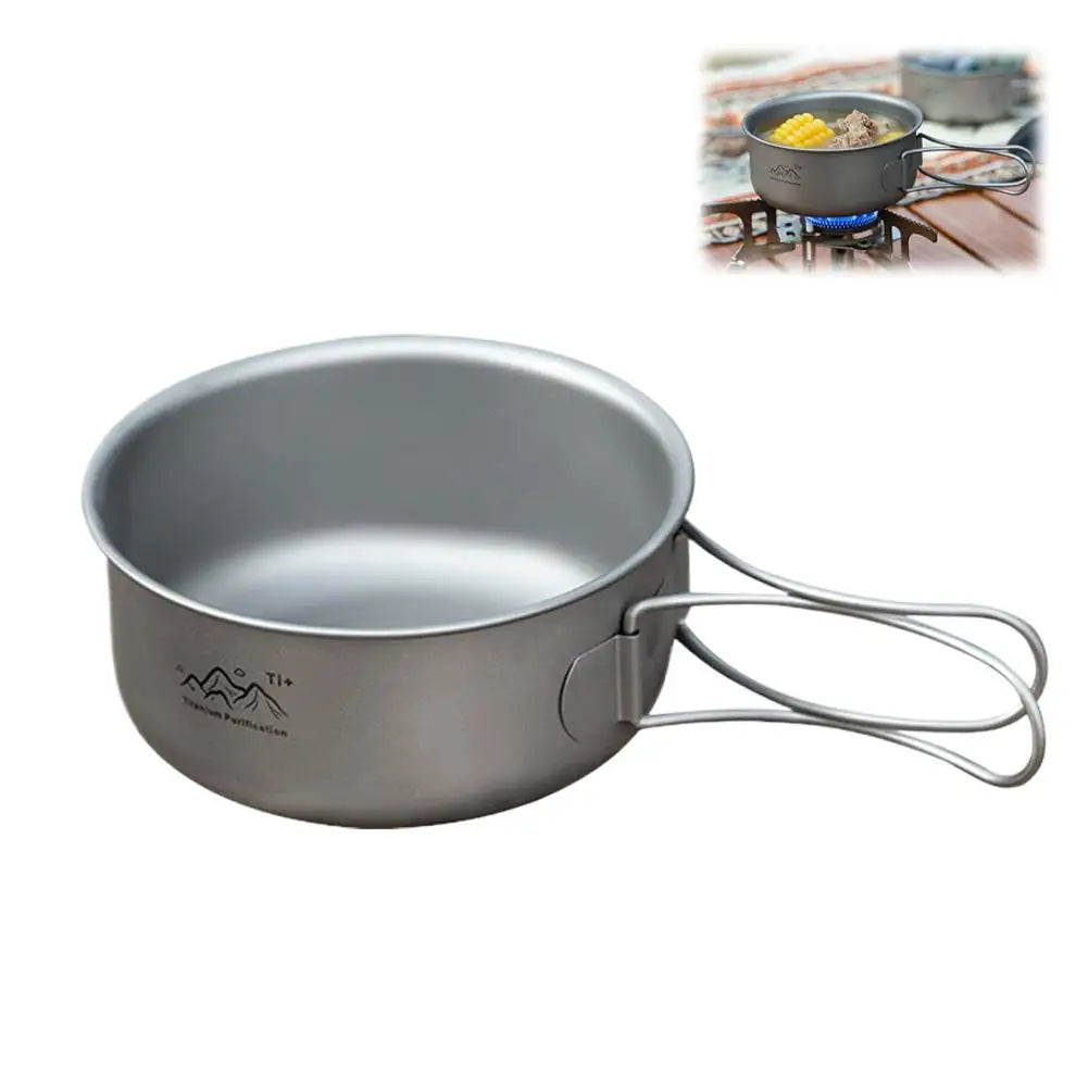 Titanium Camping Pot – Foldable Handle Lightweight Cookware