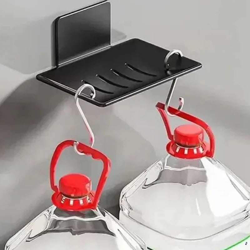 Wall-Mounted Carbon Steel Soap Tray with Drainage – Black