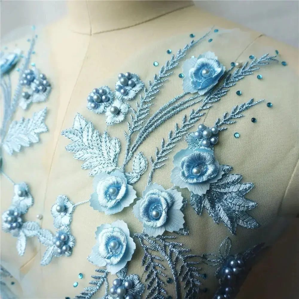 3D Flower Tassel Lace Appliqué Patch – Bridal Sew-On 2pc