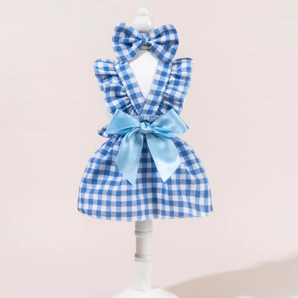 Polka Dot Princess Dress for Cats & Dogs | Bow Headband XS–XL
