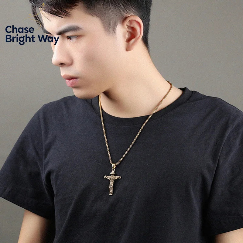 Cross Pendant Necklace – Stainless Steel Religious Jewelry