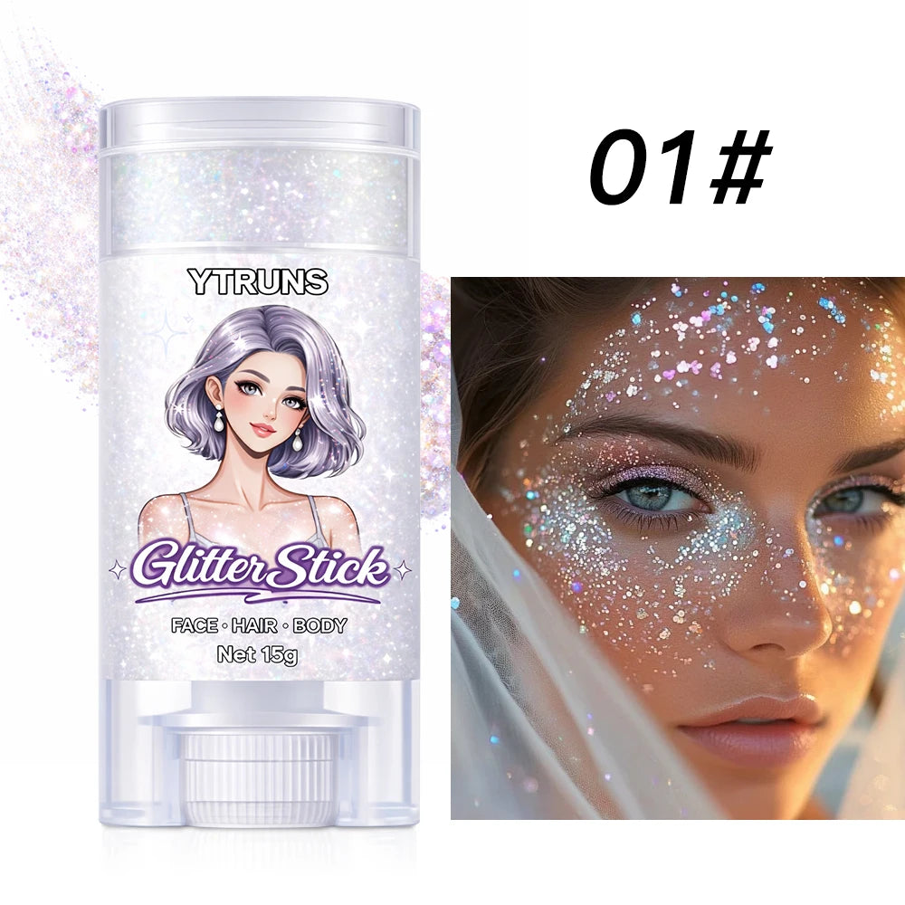 Pearl White Glitter Gel Stick – Waterproof Body & Face Shimmer