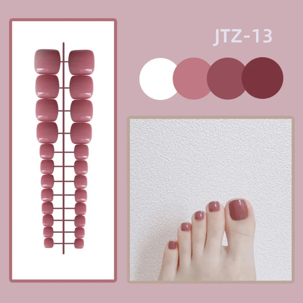 24-Pack Press-On Fake Toenails – Full Cover Acrylic Tips