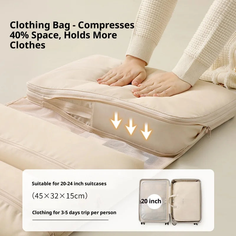 Travel Compression Packing Cubes Set – 6-Piece Foldable Organizers