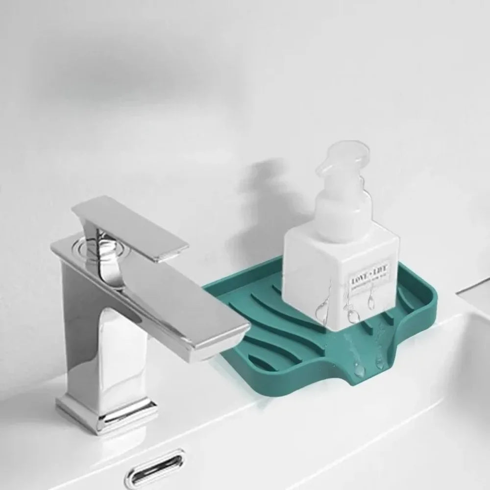 Silicone Self-Draining Soap Dish & Sponge Drain Pad