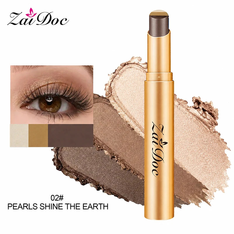 ZaiDoc 3-in-1 Eyeshadow Stick – Glitter Shimmer Matte 3.5g