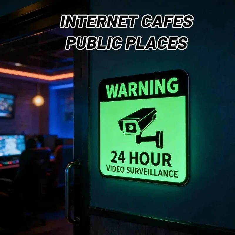 Glow-in-the-Dark Video Surveillance Warning Sticker | 15.6cm