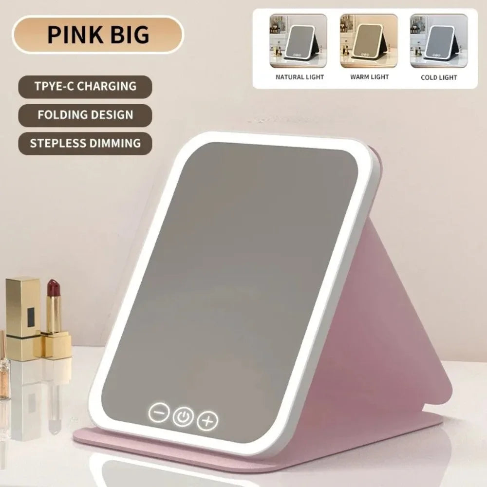 LED Makeup Mirror 3-Color Dimmable Touch | USB Rechargeable