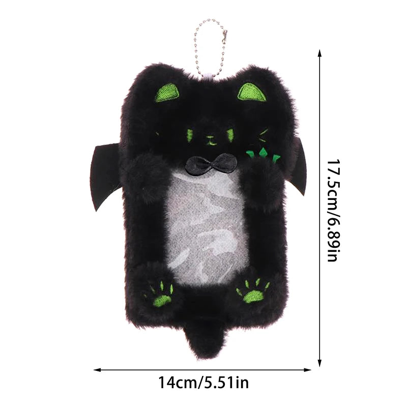 Cute Black Cat Plush Photocard Holder & Keyring Pendant