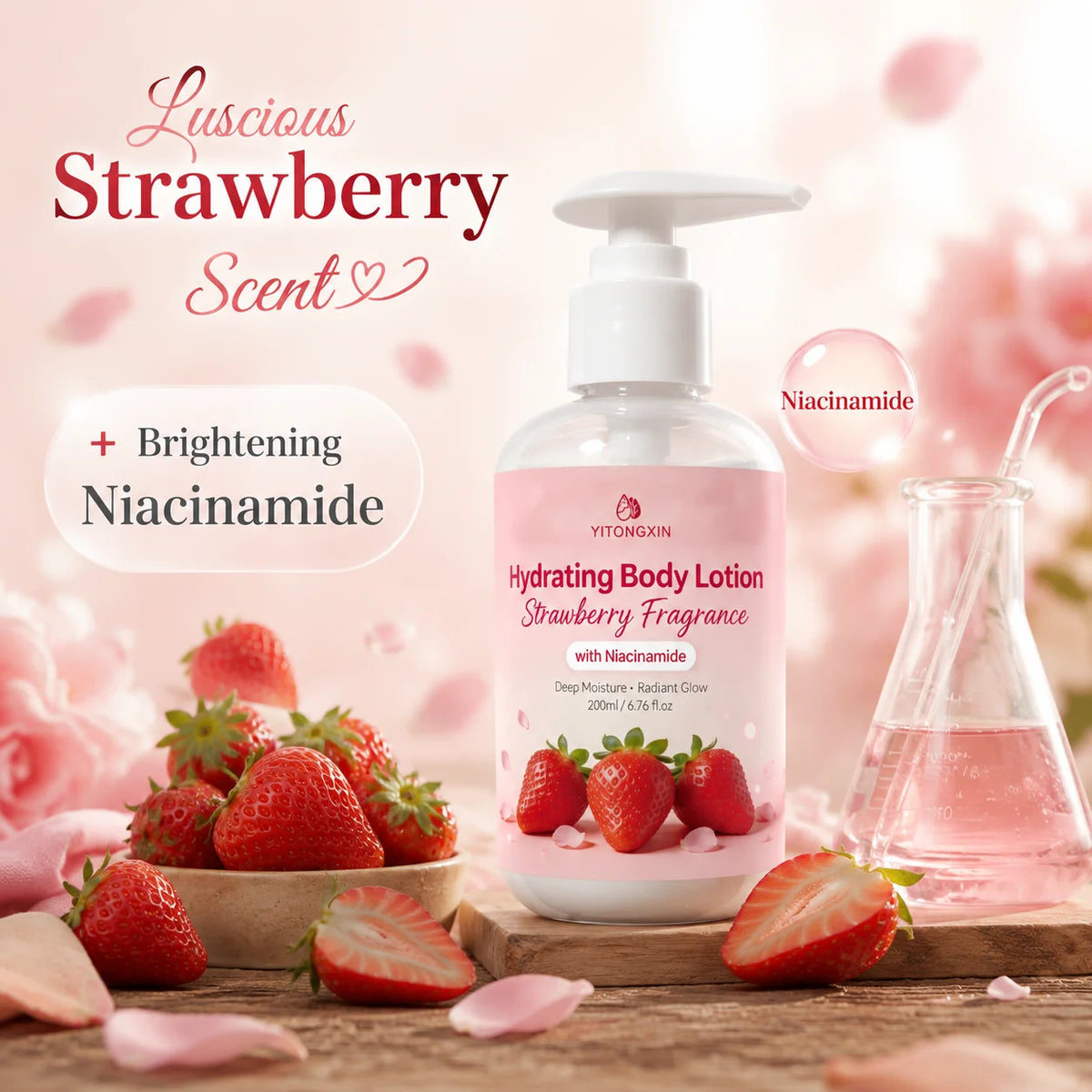 Strawberry Niacinamide Body Lotion – Radiant Glow Moisturizer 200ml