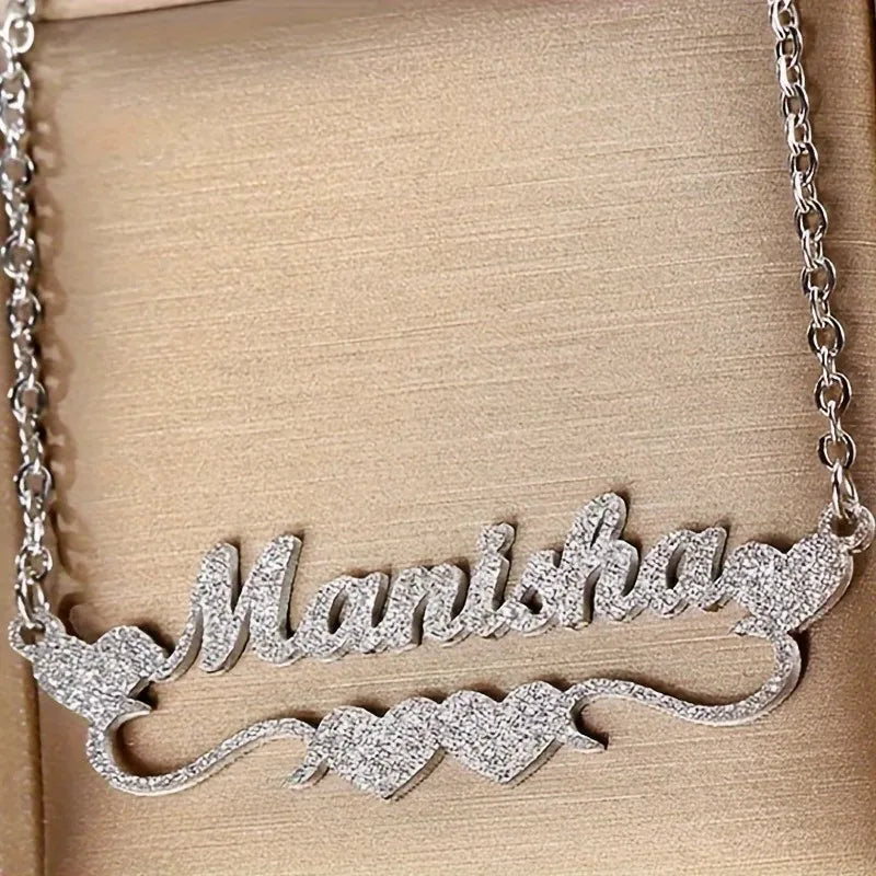 Custom Name Heart Necklace – Personalized Stainless Steel Pendant