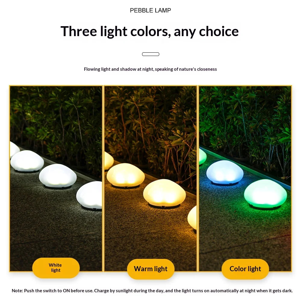 Solar Pebble Garden Lights – Waterproof Fake Rock Pathway Lamp