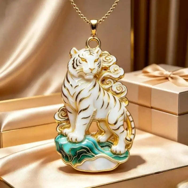 Nine Tailed Fox Enamel Pendant Necklace | Chinese Mythology