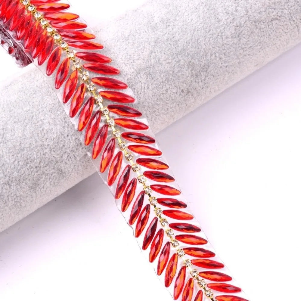 Iron-On Rhinestone Ribbon Trim – 1 Yard Crystal DIY Bling