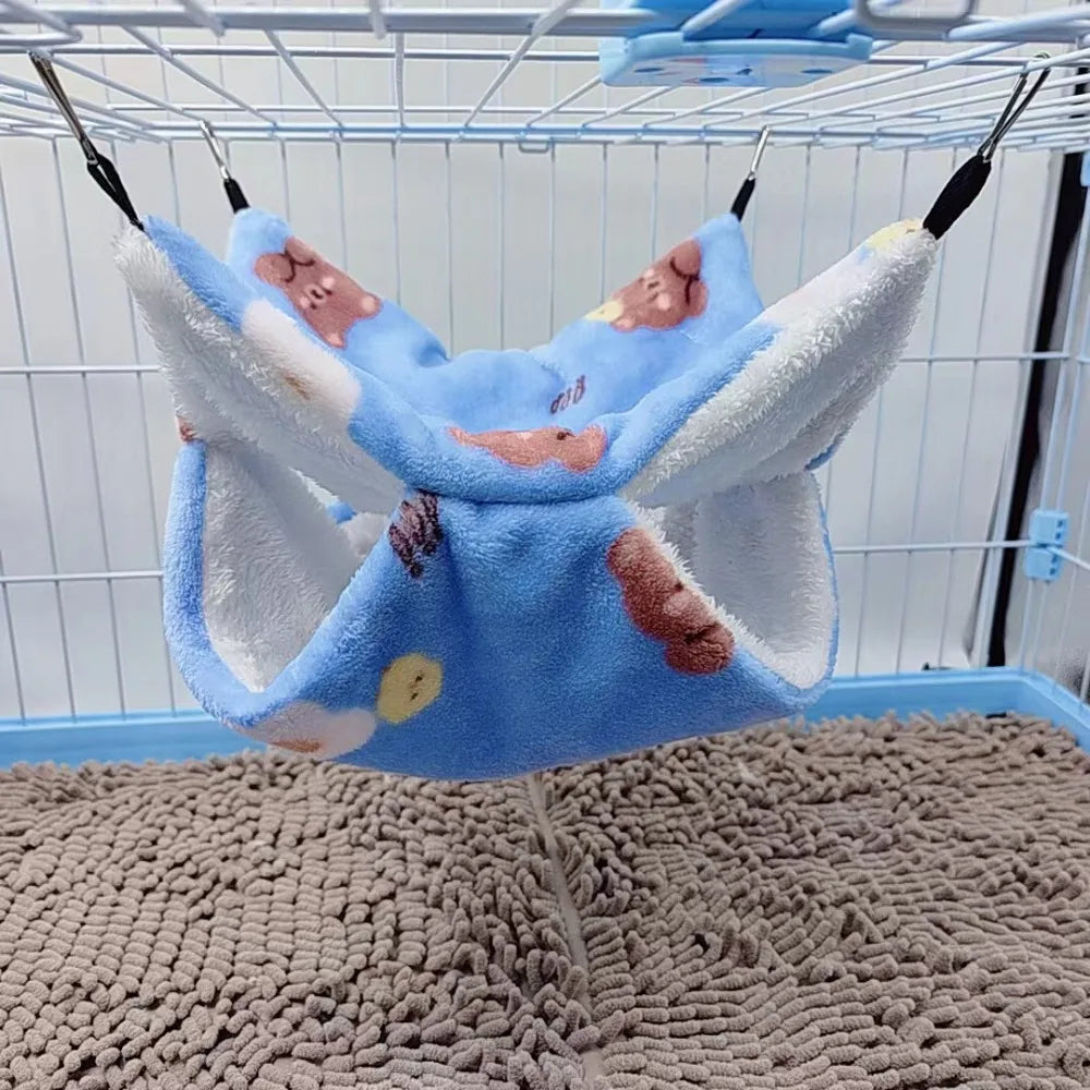 Hanging Pet Hammock – Double-Layer Fleece Nest for Small Animals
