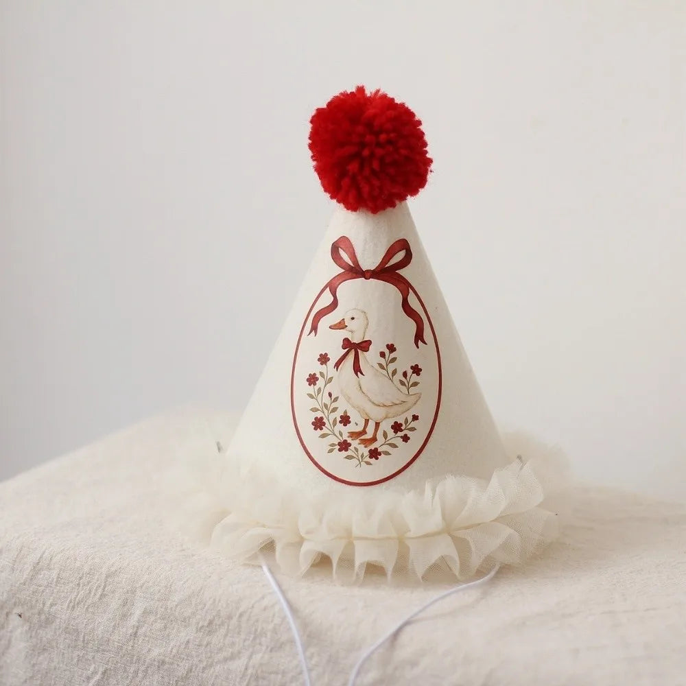 Princess Birthday Hat – Lace Wool Ball Cap for Girls & Photos