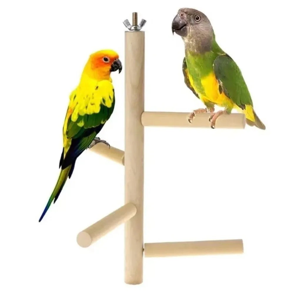 Natural Wood Rotating Ladder Parrot Swing – 3/4 Layer Cage