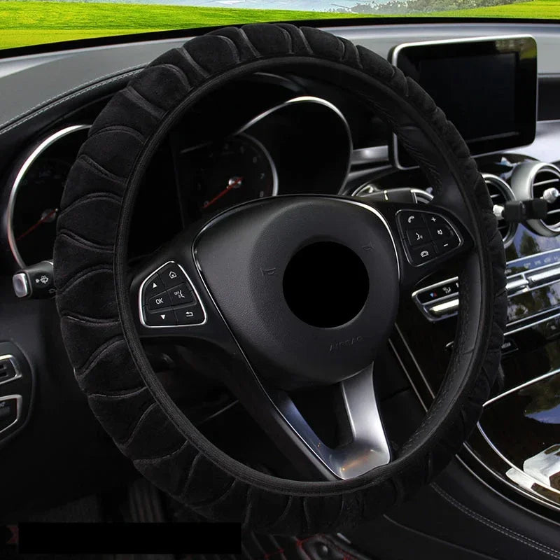 Short-Fur Plush Steering Wheel Cover – Winter Warm 37–39CM