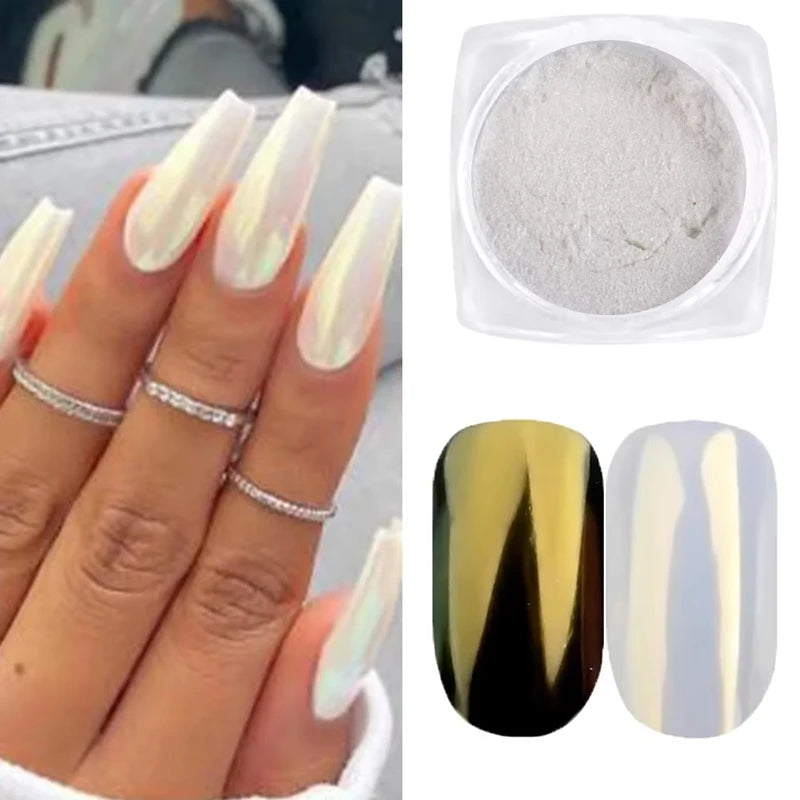 12-Color Aurora Chrome Nail Mirror Powder – Shimmer Pigment Set