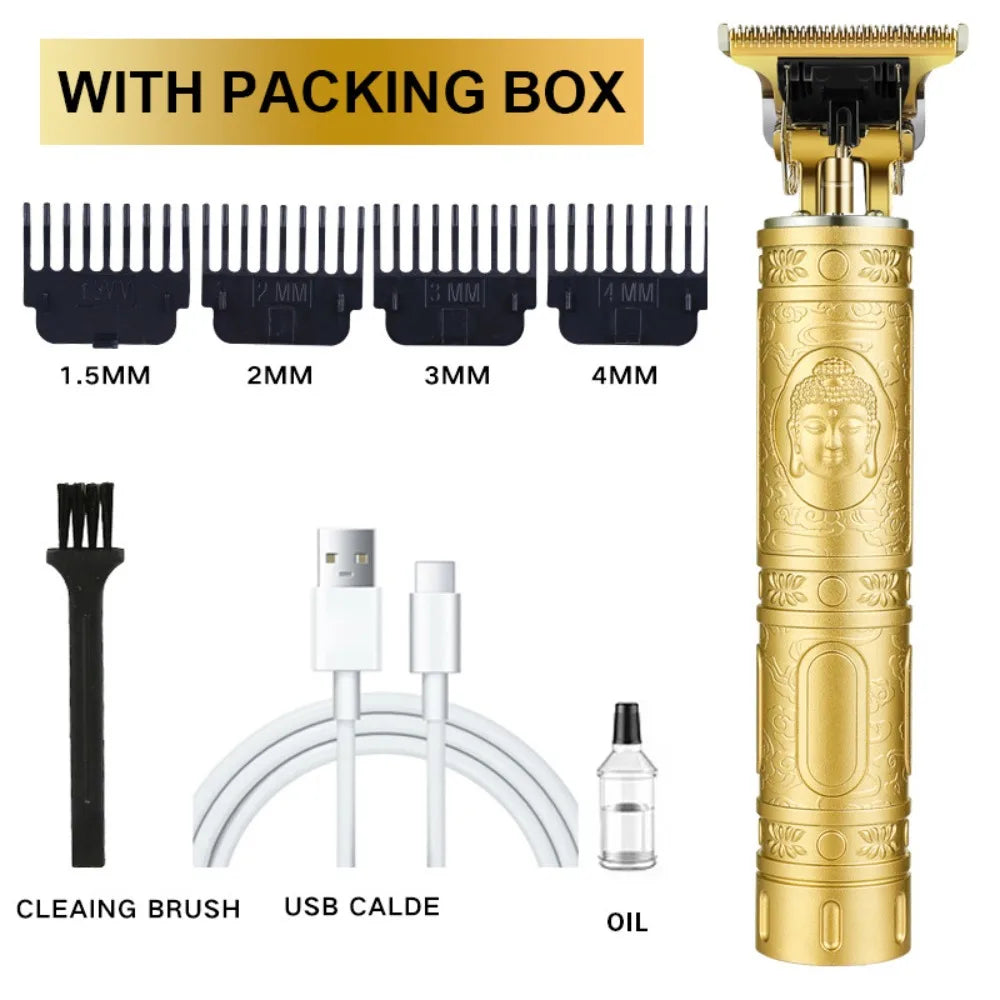 Vintage Cordless Hair Clipper – USB-C Fast Charging Trimmer