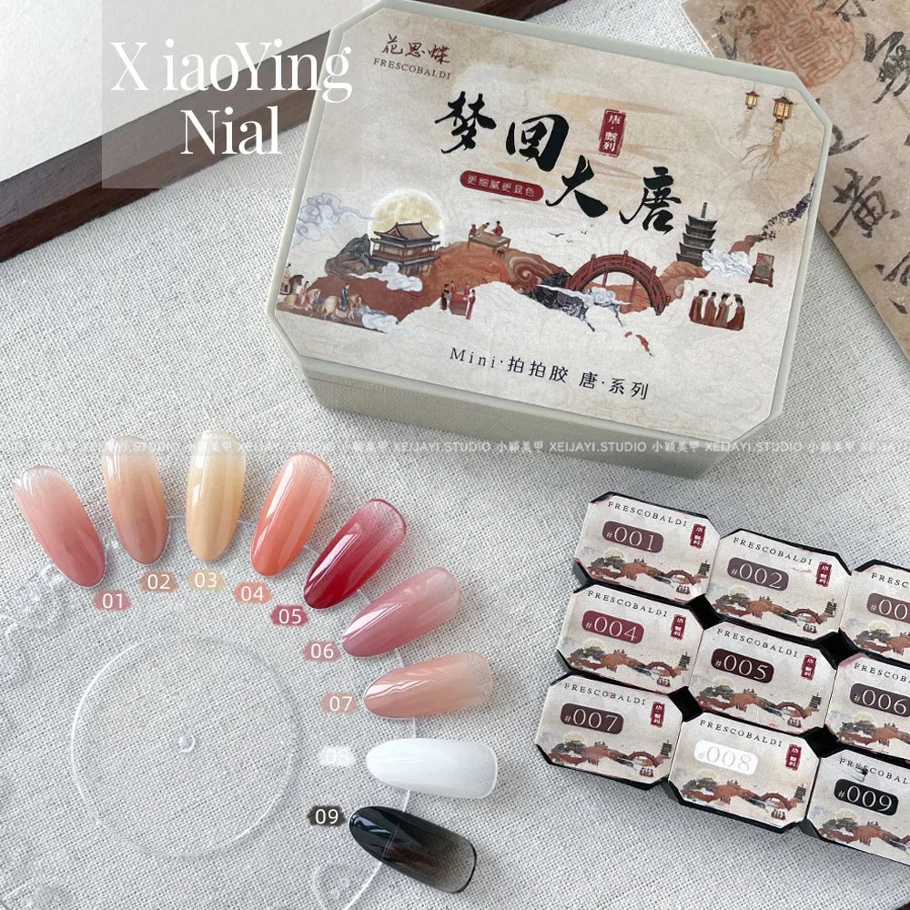 SAMMY 9-Color Chinese Style Nail Glitter Gel Palette