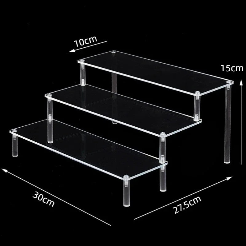 Black Acrylic Display Stand Riser 1–5 Tier Organizer Rack