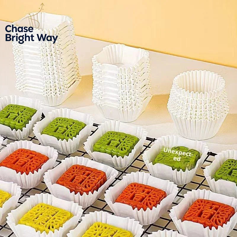 Square Mooncake & Brownie Paper Liners – 100/220 Pcs, 45–62mm