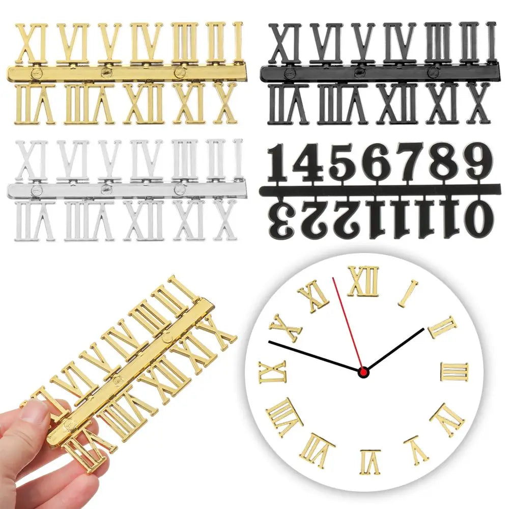 Quartz Clock Numeral Set – Arabic & Roman Numerals 12 PCS