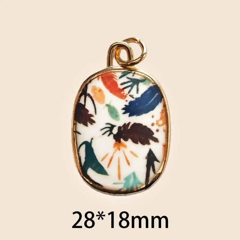 Vintage Oval Enamel Copper Pendants – DIY Jewelry Charms