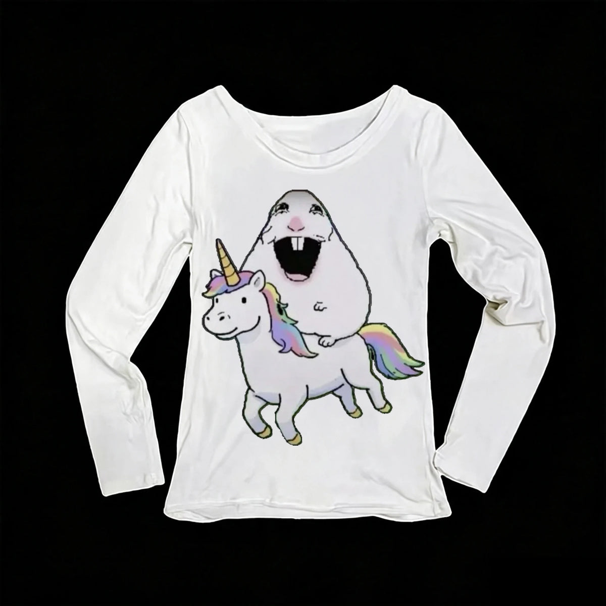Women's Unicorn Print Long Sleeve T-Shirt | Y2K Slim Fit Tee
