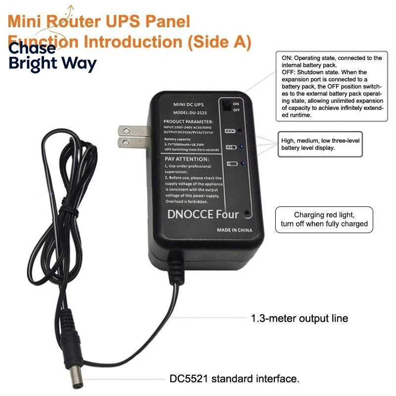 Portable Mini UPS 220V to DC 5V 9V 12V – Router Modem CCTV