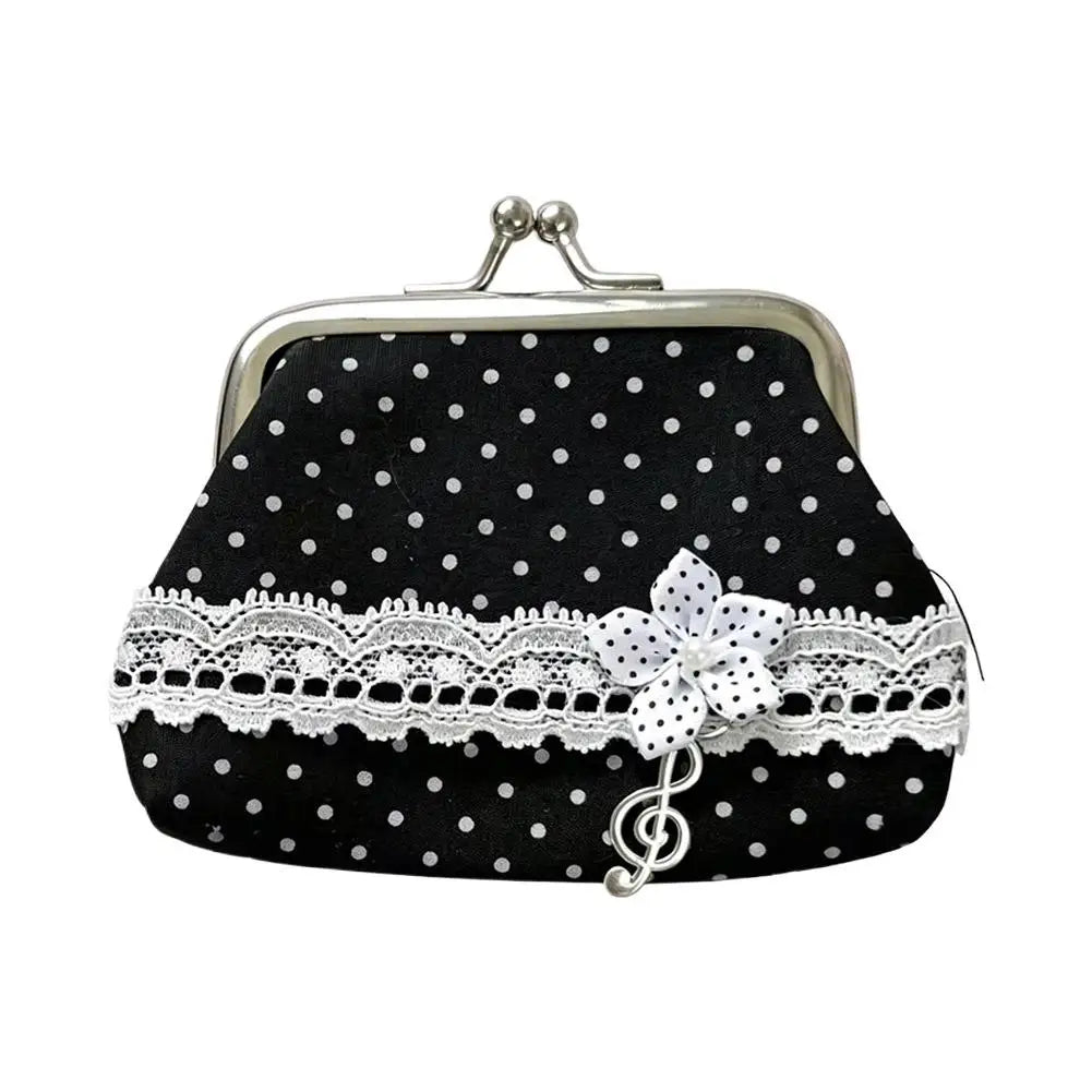 Y2K Lace Coin Purse – Vintage Polka Dot Mini Wallet Pouch