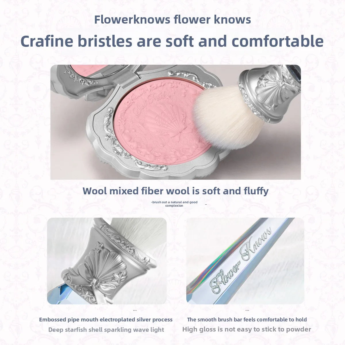 Flower Knows Shell Pearl Bunny Makeup Brush – Foundation & Powder