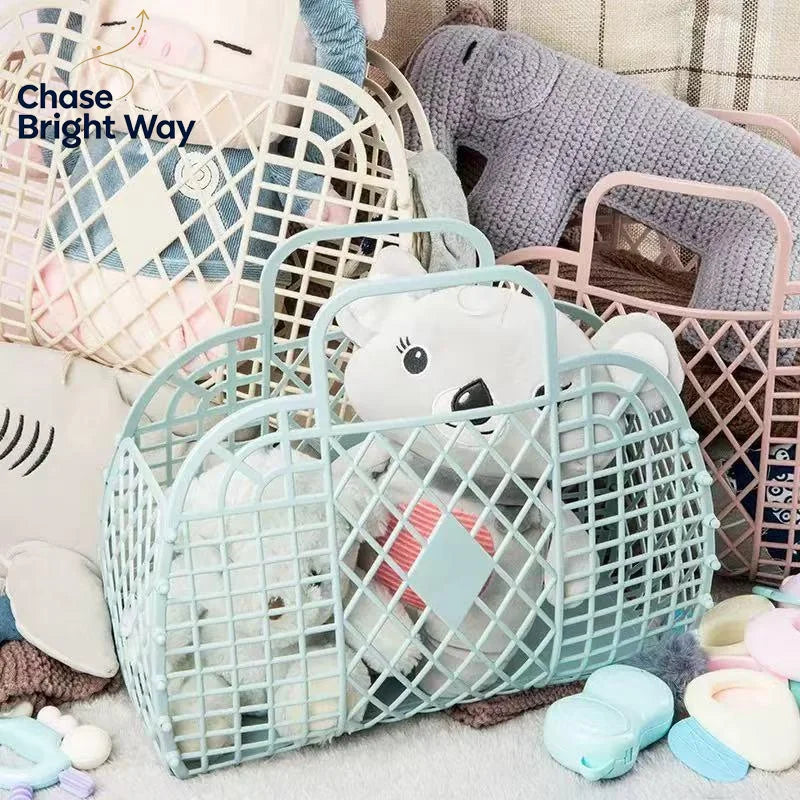 Waterproof Hollow Jelly Tote Basket – Beach, Bath & Storage